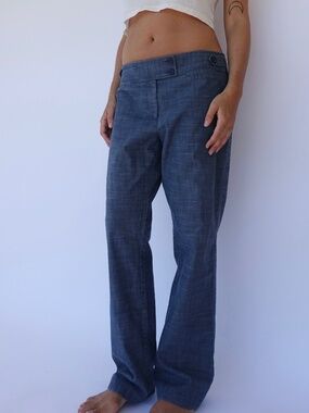 vintage blue cotton blend trouser pants